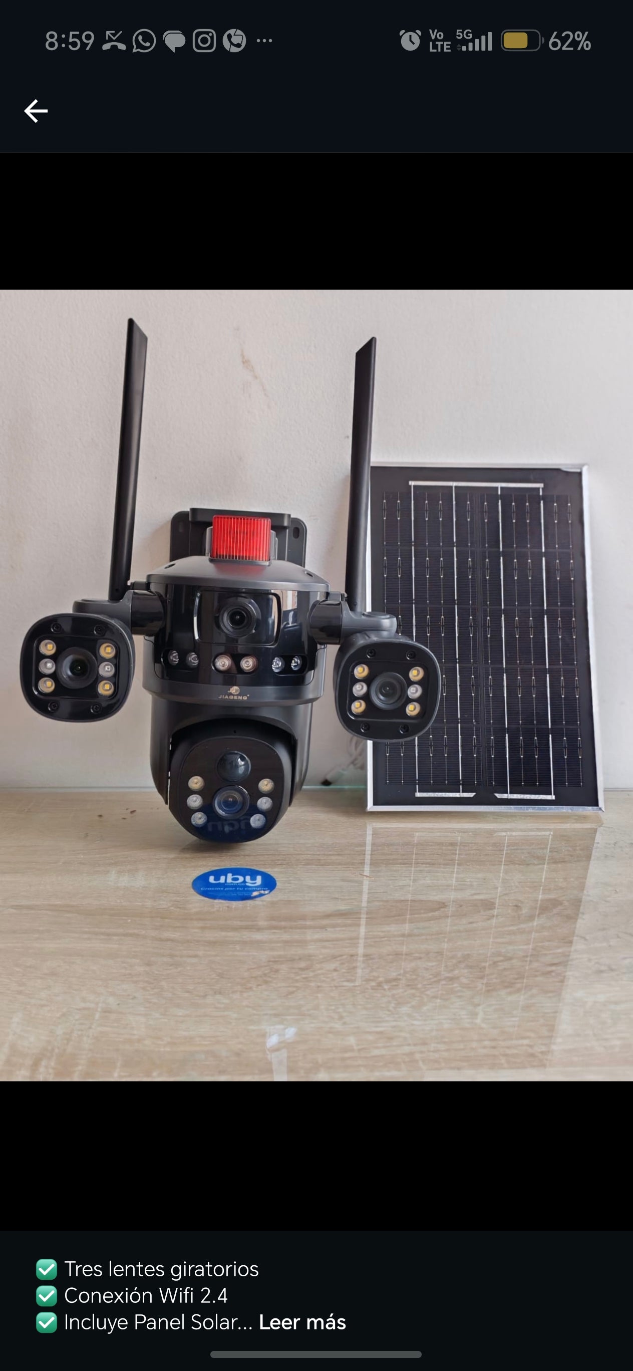 CÁMARA SOLAR WIFI TRIPLE LENTE